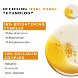 Hyphen 18% Brightening + 20% Collagen Double Shot Face Serum | Double Serum with 11% Mandarin 5% Niacinamide 2% PGA & Bakuchiol | Brightening & Collagen Boost | Dark Spots & Melanin Reduction | All Skin Type-50ml