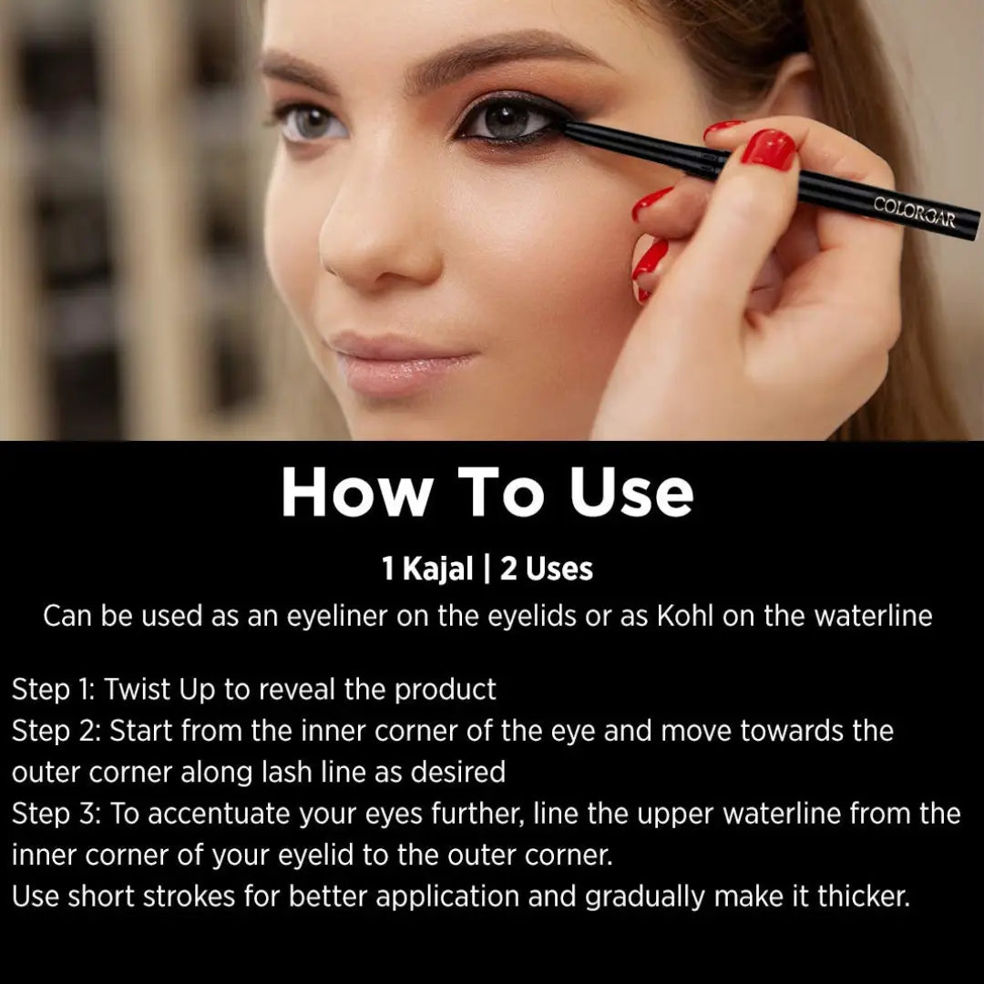 Colorbar cosmetics Intensely Rich Kajal-Creatively, Black, 0.30 g, Matte Finish