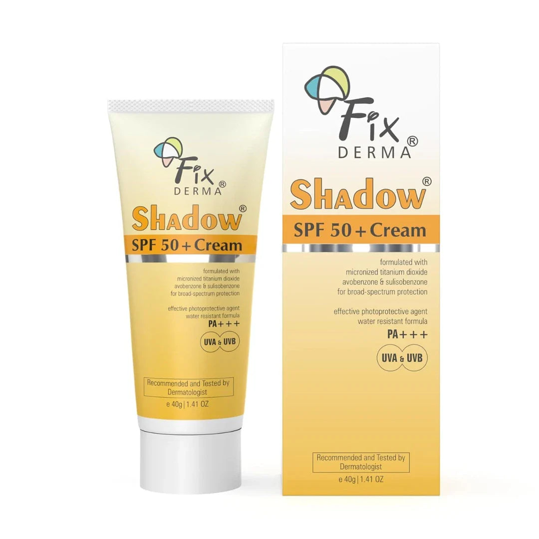 Fixderma Shadow  SPF 50+Cream | Sunscreen for Dry Skin | No White Cast | UVA & UVB Protection | For Women & Men | Non Greasy & Water Resistant - 40 gm