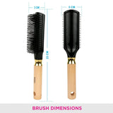 Vega Flat Brush with Wooden Colored Handle and Black Colored Brush Head, Regular