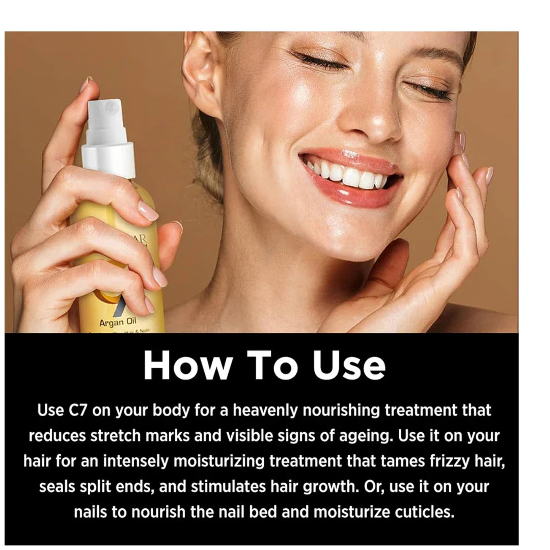 Colorbar Earth C7 Argan Oil (Gold_Free Size) | Revitalization | Blend of argan, almond, jojoba, sesame, walnut, tulsi extract, wheatgerm oil.