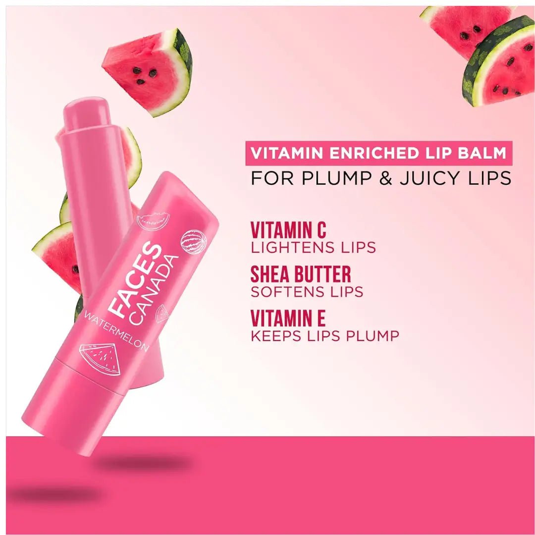 fc lip blam - FACESCANADA Color Lip Balm - Watermelon 02, 4.5g | Pink Tint | 12HR Moisture | SPF 15 | Shea Butter, Vitamin C & E Enriched | Hydrating & Nourishing For Dry Chapped Lips | Softens Lips pack of 1 - Looknstyle