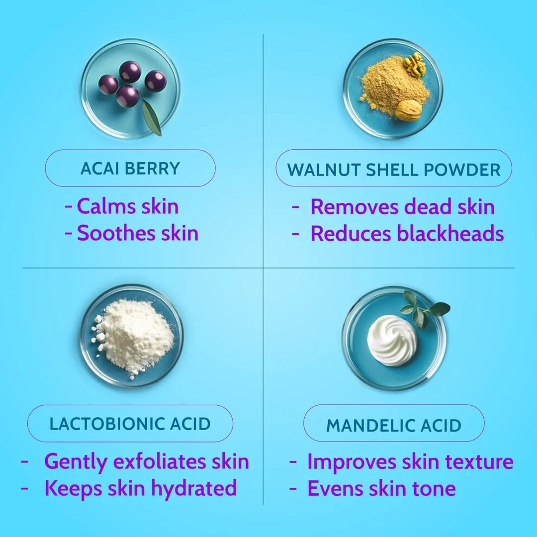 Chemist At Play Gentle Exfoliating Face Scrub with Mandelic Acid & Walnuts | Removes Dead Skin & Blackheads | Detans |Gives Instant Glow| Face Scrub for Women & Men | 100ml