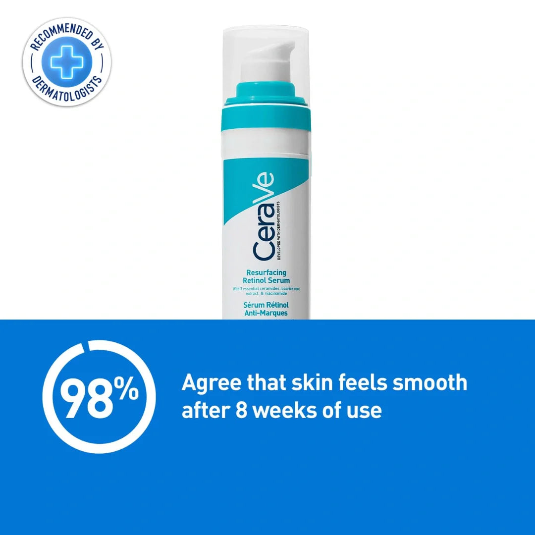 CeraVe Resurfacing Retinol Serum For Blemish-Prone Skin, Reduces Post Acne Marks & Pores, Formulated with Licorice Root Extract & Niacinamide, Non-Comedogenic, 30ml