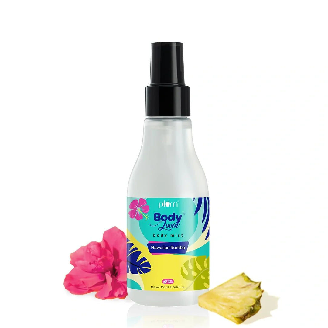 Plum BodyLovin Hawaiian Rumba Body Mist for Women | Refreshing Long Lasting Tropical Fragrance | Perfume Body Spray for Women | Vegan & Paraben Free | Travel Friendly Beachy Fresh Scent | 100ml