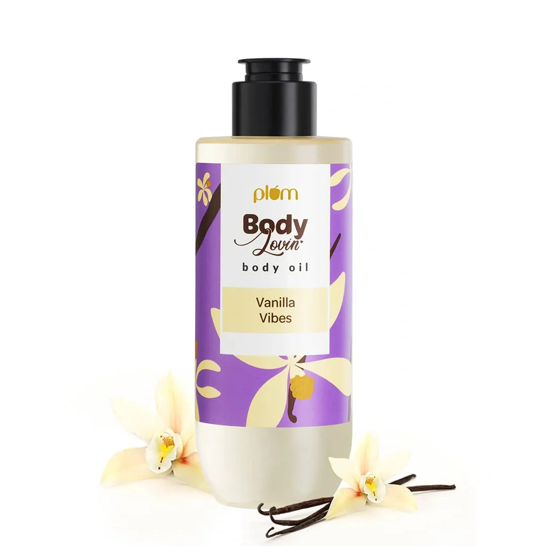 Plum BodyLovin' Vanilla Vibes Body Oil | Intense Moisture & Instant Glow | Long Lasting Warm Vanilla Fragrance | Non-Greasy & Lightweight | Soft & Nourished Skin | For Dry To Very Dry Skin - 200ml
