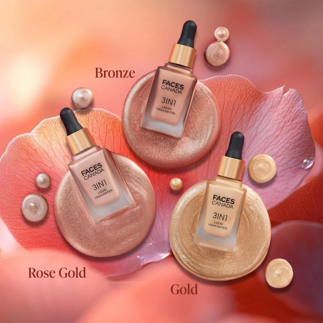FACES CANADA 3 in 1 Liquid Highlighter – Rose Gold 03, 15ml - Deals999