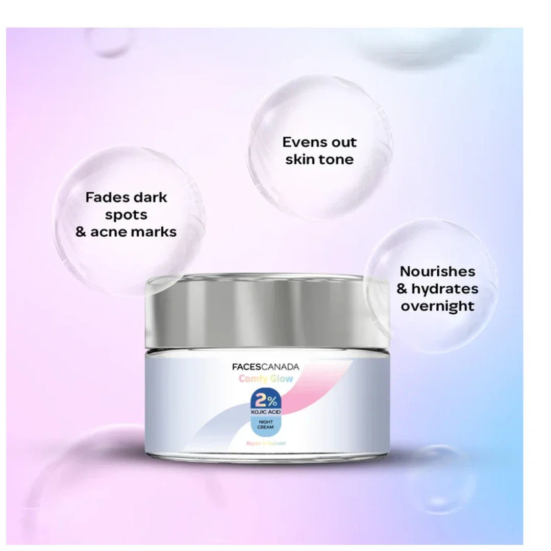 Fccomfyglownightcream - Faces Canada Comfy Glow 2% Kojic Acid Night Cream 45gm - Looknstyle