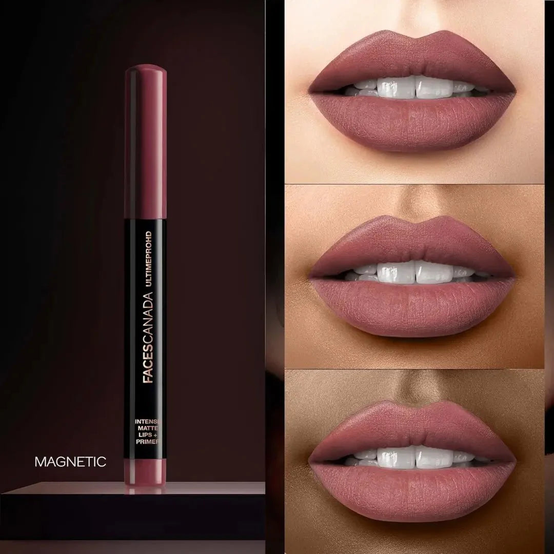 FACES CANADA Ultime Pro HD Intense Matte Lipstick + Primer - Magnetic (Nude), 1.4g | 9HR Long Stay | Flawless HD Matte Finish | Intense Color | Lightweight | Smooth Glide | Primer Infused - Deals999