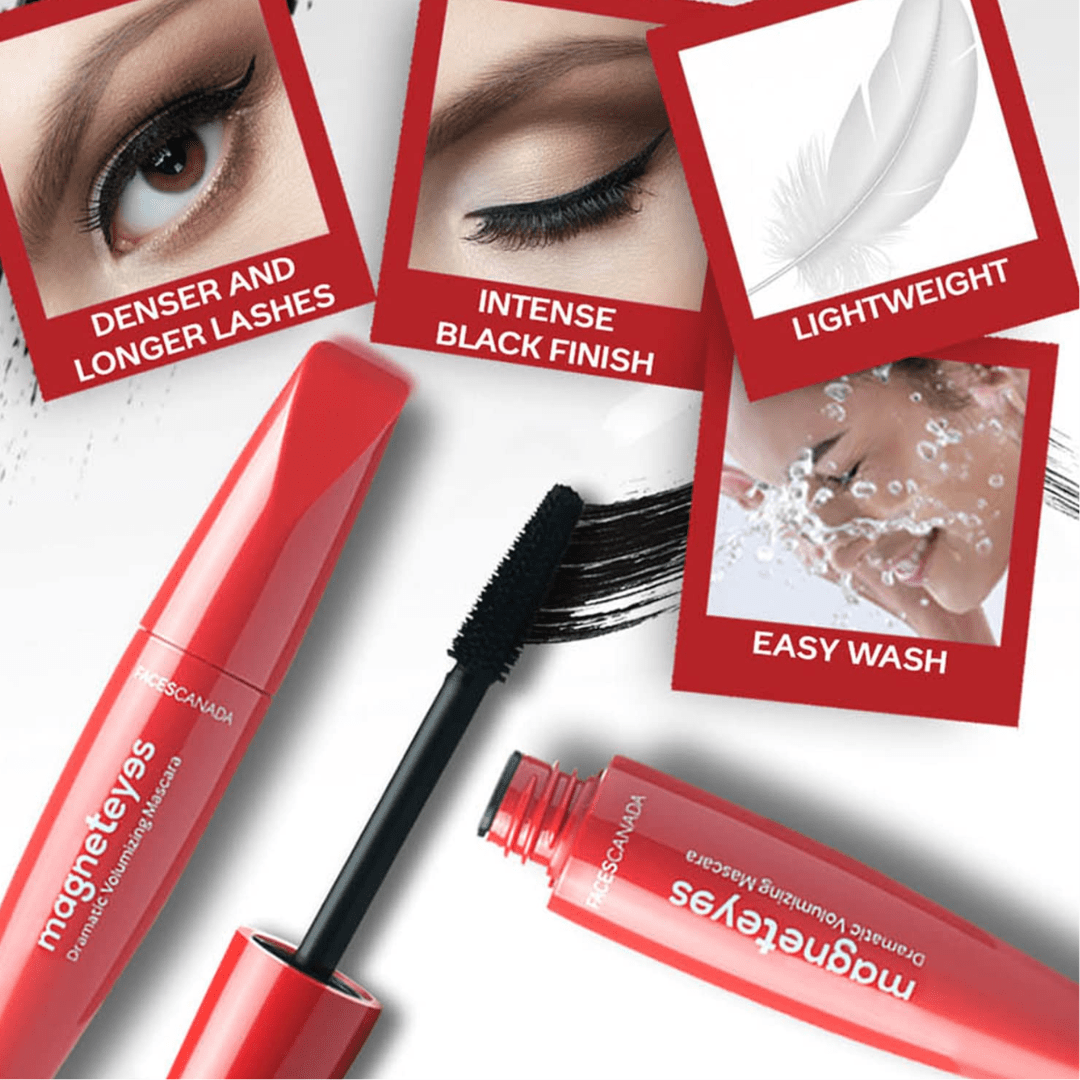 fc3in1combo - FACESCANADA FACES CANADA Magneteyes Range Trio Pack - Black, 13.35 g | Kajal + Eyeliner + Mascara | Lightweight | Long Lasting | Smooth Texture | Precise Application | Intense Color Payoff | Paraben Free - Looknstyle