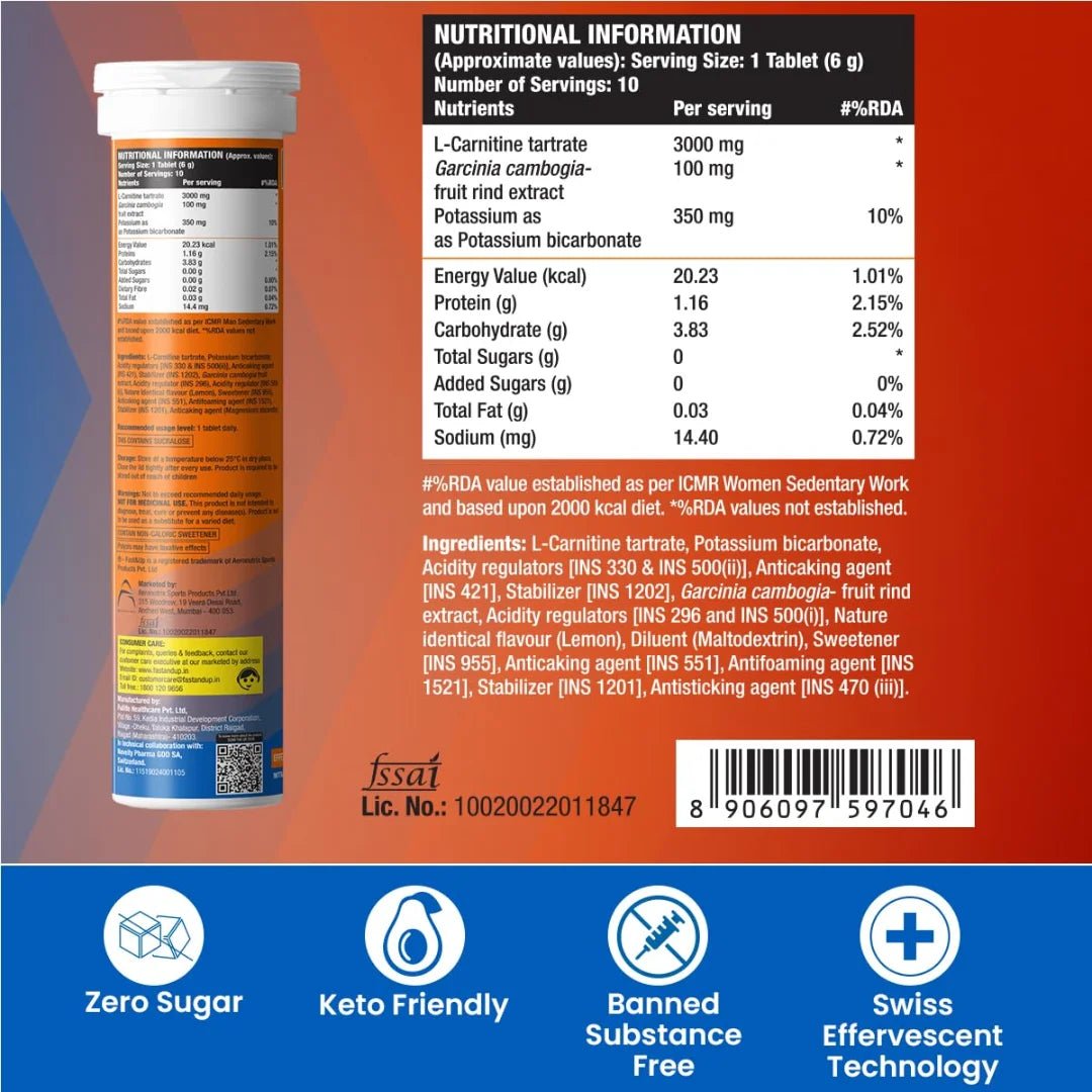 f&u3kmg - Fast&Up L - Carnitine 3000mg Tablets | Lemon Flavour - Looknstyle