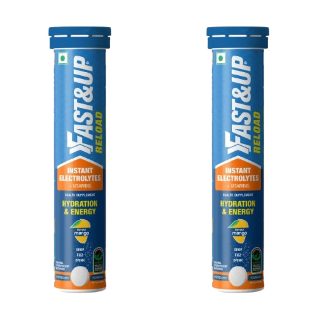 Fast&Up Reload (5 Litres) Low Sugar energy drink for Instant Hydration - 20 Mango flavour  (pack of 2)