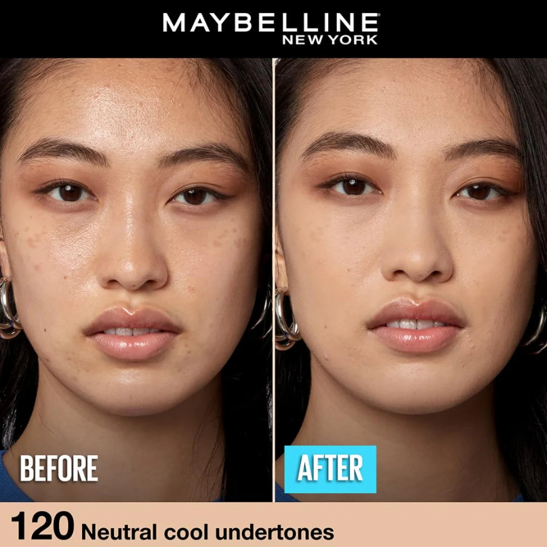 Maybelline New York Liquid Foundation,Medium Oily Matte Finish, With SPF, Absorbs Oil, Fit Me Matte + Poreless, 120 Classic Ivory, 30ml