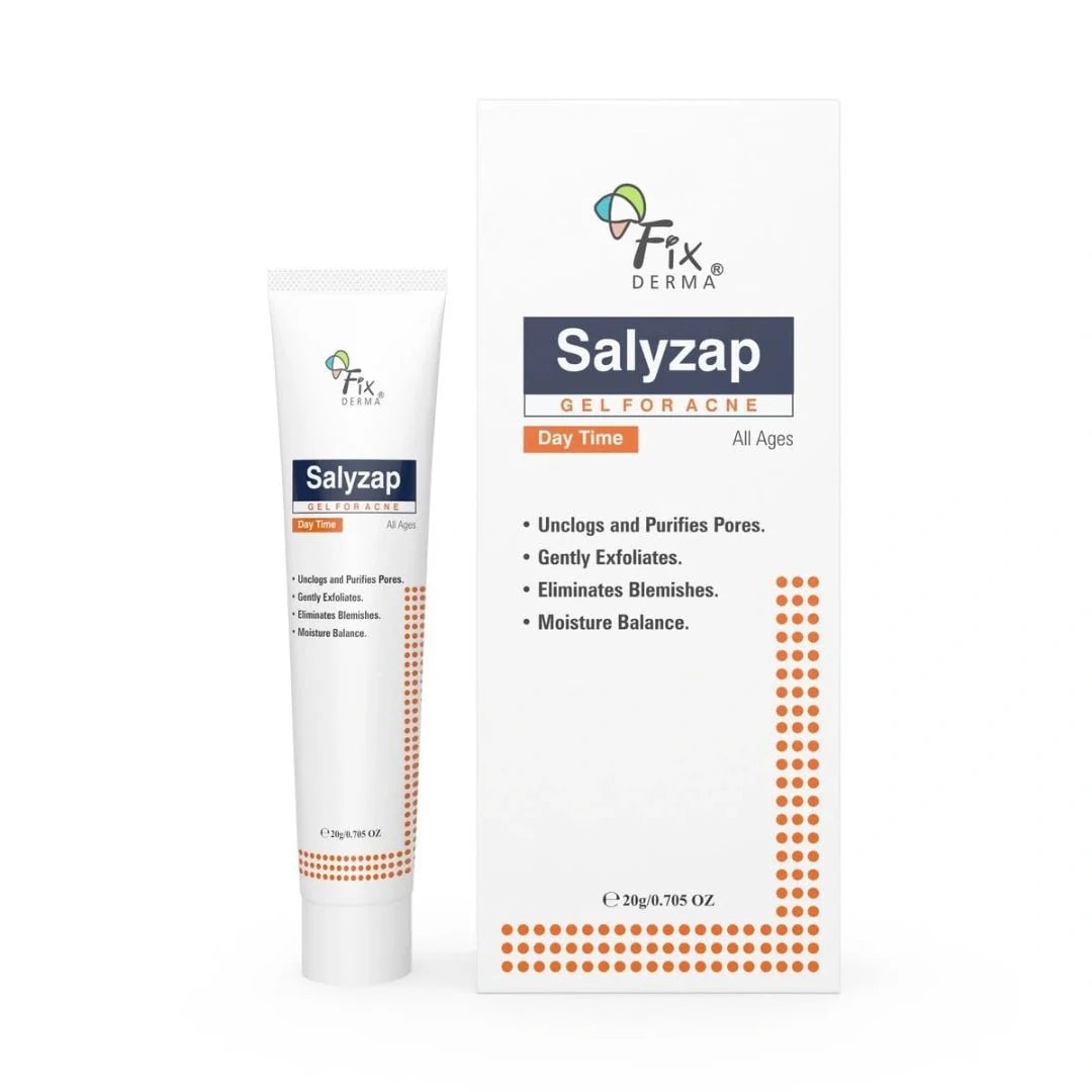 Fixderma Salyzap Day Time Gel For Acne, With Salicylic Acid, For Acne Scars, Pimples, Unclogs pores, Exfoliates, Soothes Acne And Redness Reduces Breakouts, Suitable for Oily And Acne - Prone Skin, 20ml - Deals999
