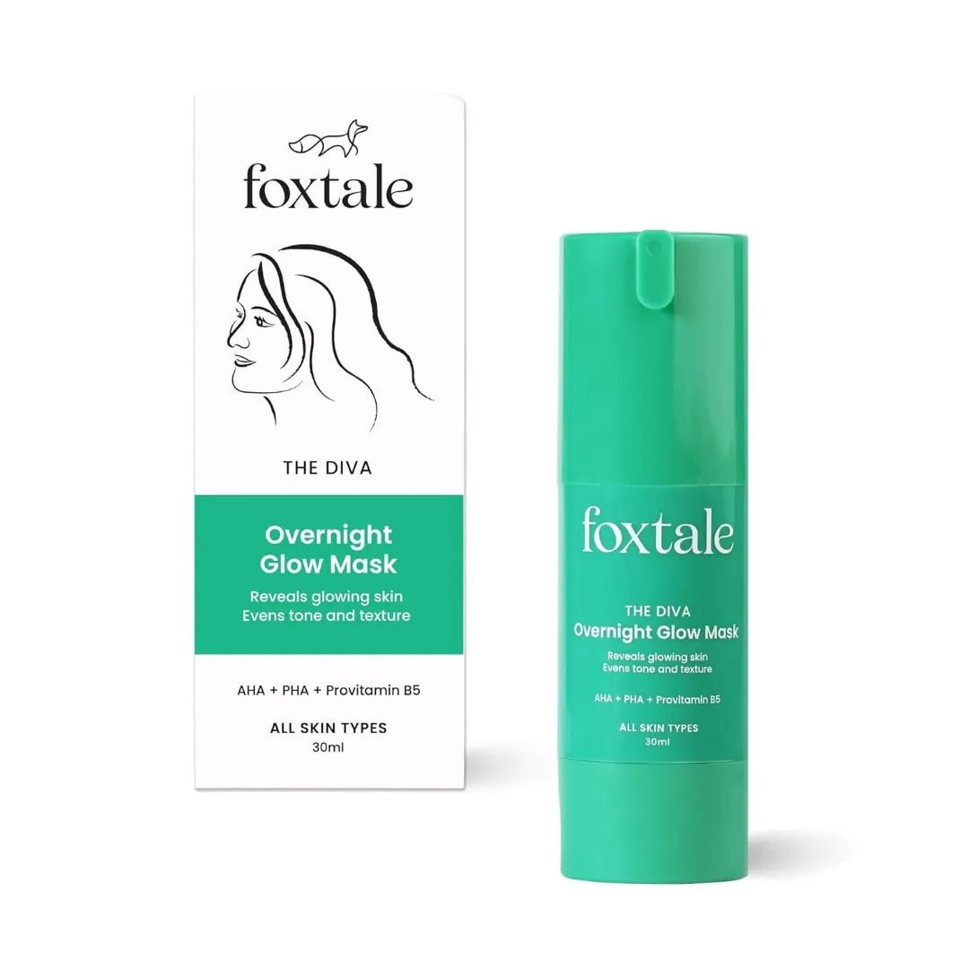 ftovrntmsk - Foxtale Overnight Glow Mask | 4% Glycolic Acid | 3% Lactic Acid |Reduces Blackheads, Whiteheads | 30 Second Salon like Brightening Facial for Glowing Skin | Men & Women - 30ml - Looknstyle
