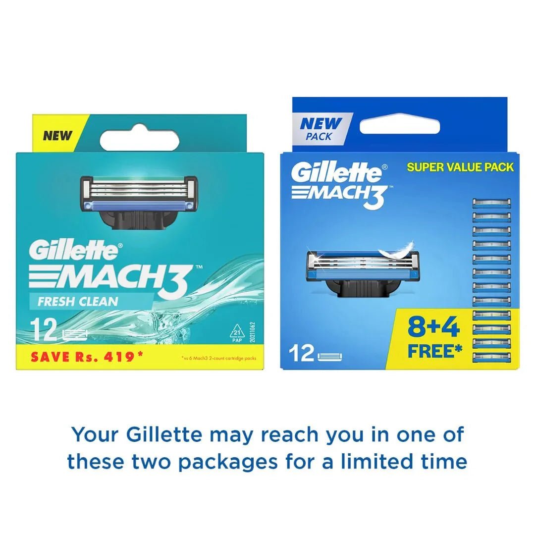 gimac - Gillette Mach 3 Manual Shaving Razor Blades (Cartridge) 12s pack - Looknstyle