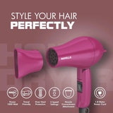 hav1 - Havells 1000 Watt Foldable Hair Dryer; 2 Heat Settings (Hot/Warm), Heat Balance Technology | Purple | Your Perfect Blow Dry Companion For Effortless Hair Styling | Hd1810 - Looknstyle