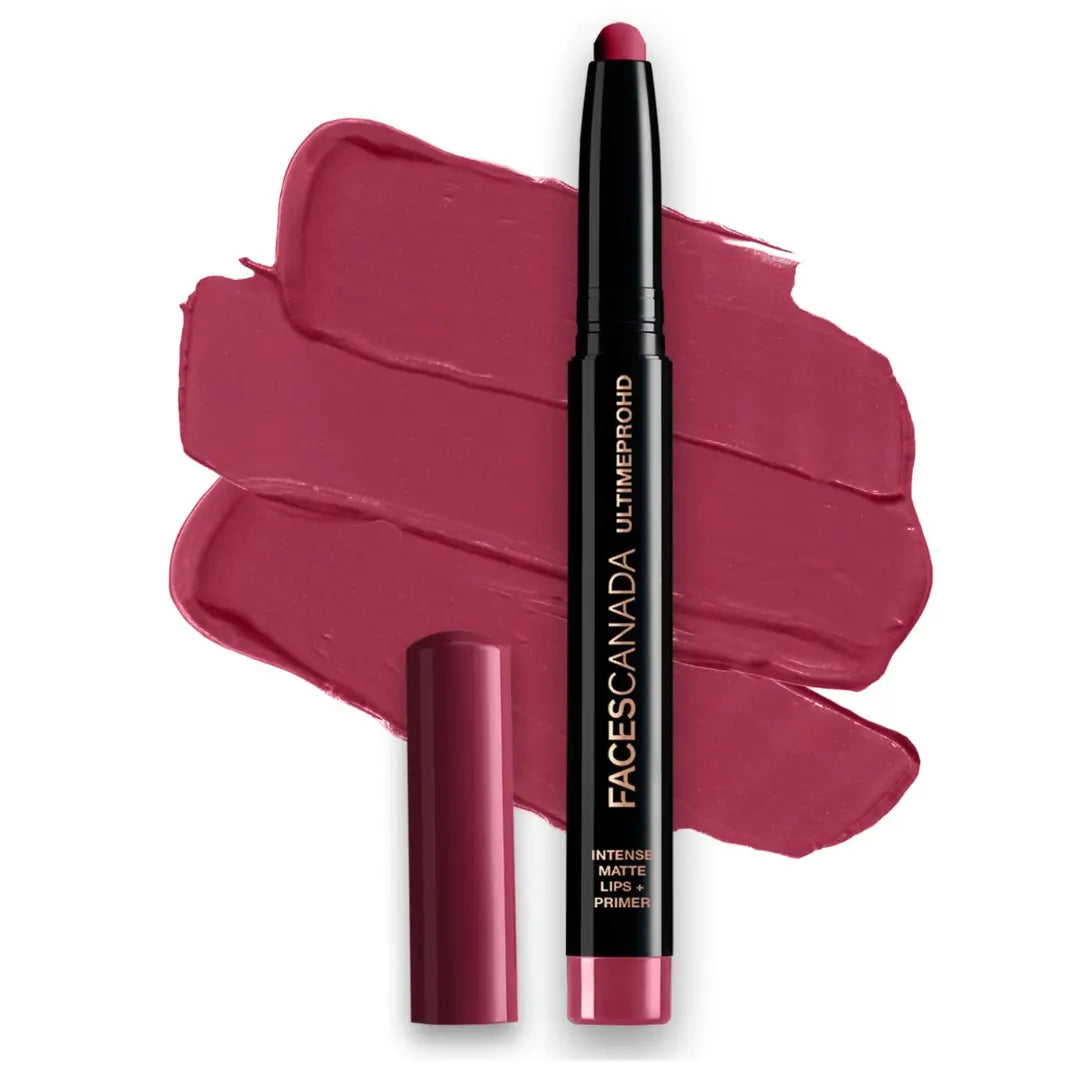 FACES CANADA Ultime Pro HD Intense Matte Lipstick + Prime | 9HR Long Stay | Flawless HD Matte Finish | Intense Color | Lightweight | Smooth Glide | Primer Infused