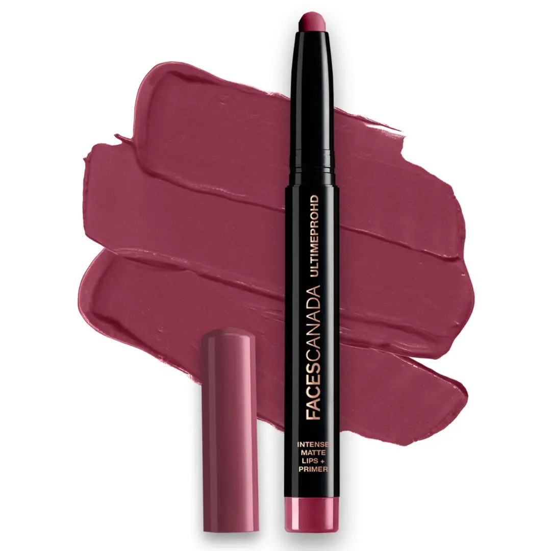 FACES CANADA Ultime Pro HD Intense Matte Lipstick + Prime | 9HR Long Stay | Flawless HD Matte Finish | Intense Color | Lightweight | Smooth Glide | Primer Infused