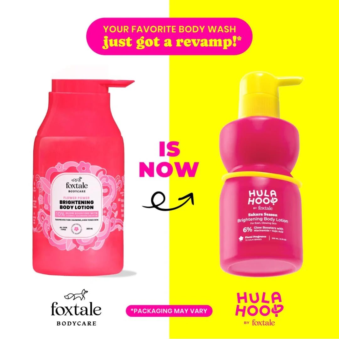 foxtlbl - Hula Hoop Brightening Body Lotion by Foxtale| Niacinamide + Kojic Acid + SPF30 | Moisturizes, Brightens, & Even Tones Skin | Prevents Tanning & Sun Damage | Light & Grease - Free | 200ml - Looknstyle