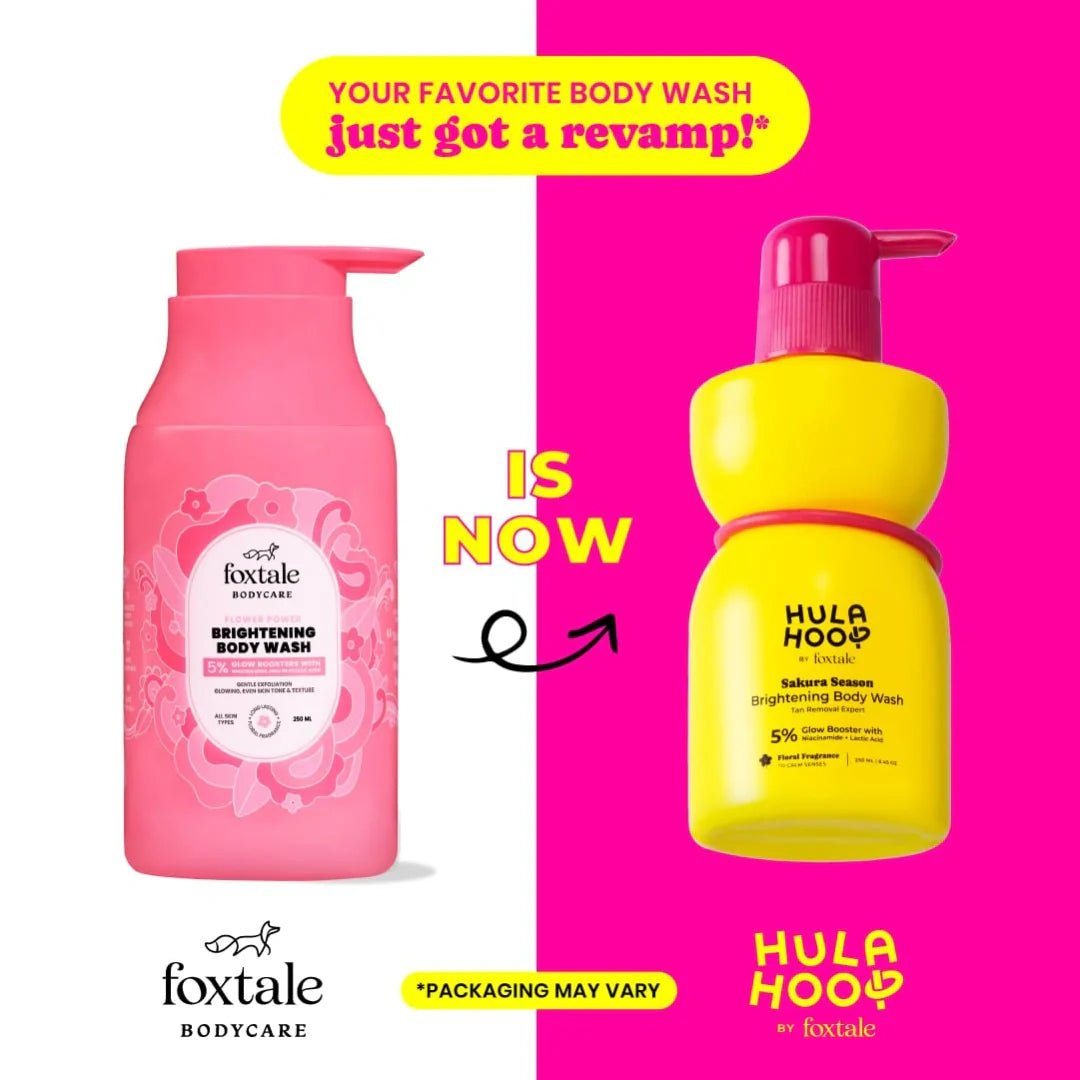 foxtel body wash - Hula Hoop Brightening Body Wash by Foxtale | Lactic Acid & Niacinamide | Reduces tan from 1st wash | Brightens & Evens Out Skin Tone | Floral Sakura Scent| For Men & Women | 250ml - Looknstyle