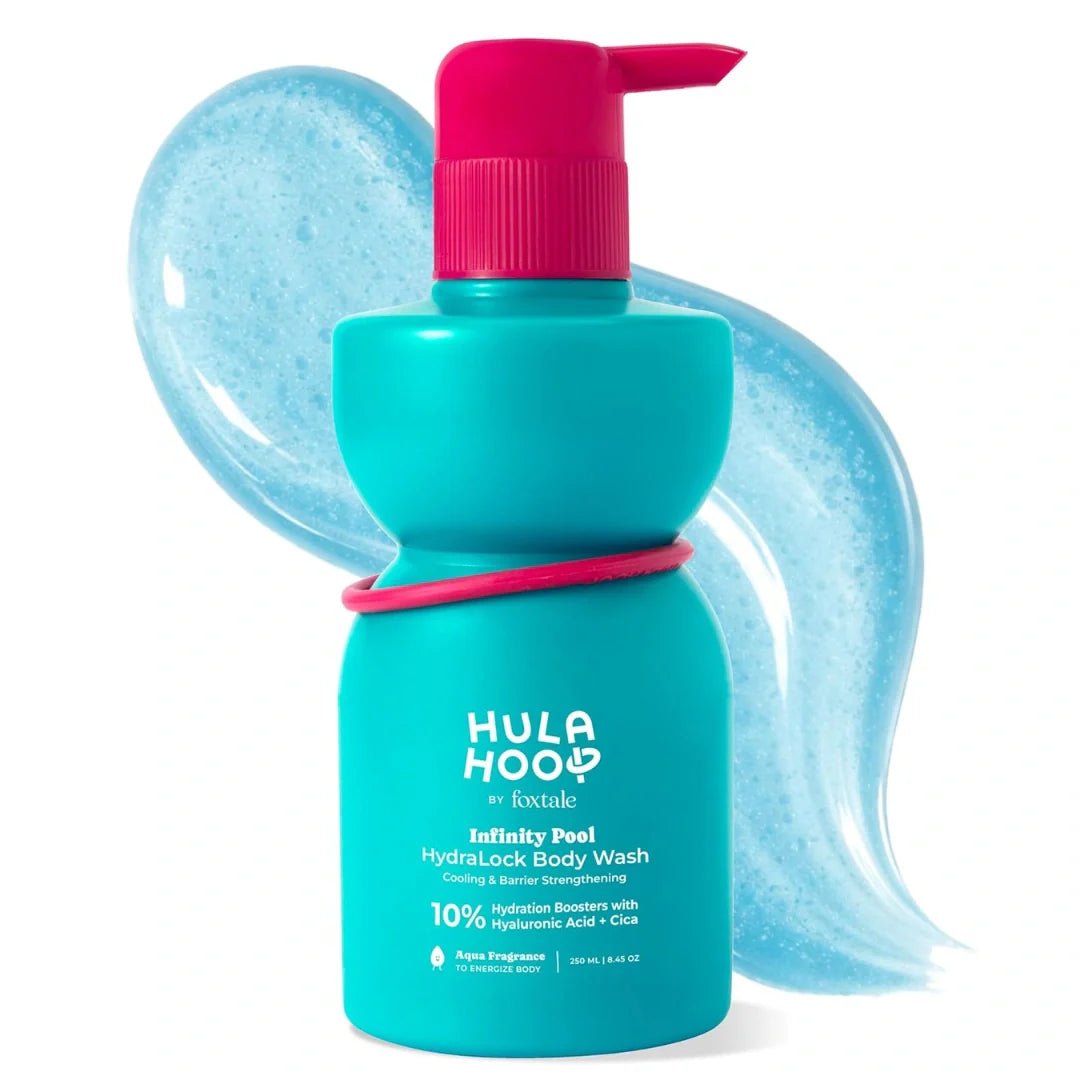 FXTBD - Hula Hoop HydraLock Body Wash by Foxtale | 24Hrs Hydration | Hyaluronic Acid + Cica Extract + Menthol | Cleanses, Hydrates, & Repairs Skin | 6+ hours Odor Protection + Fresh Aqua Scent | 250ml - Looknstyle