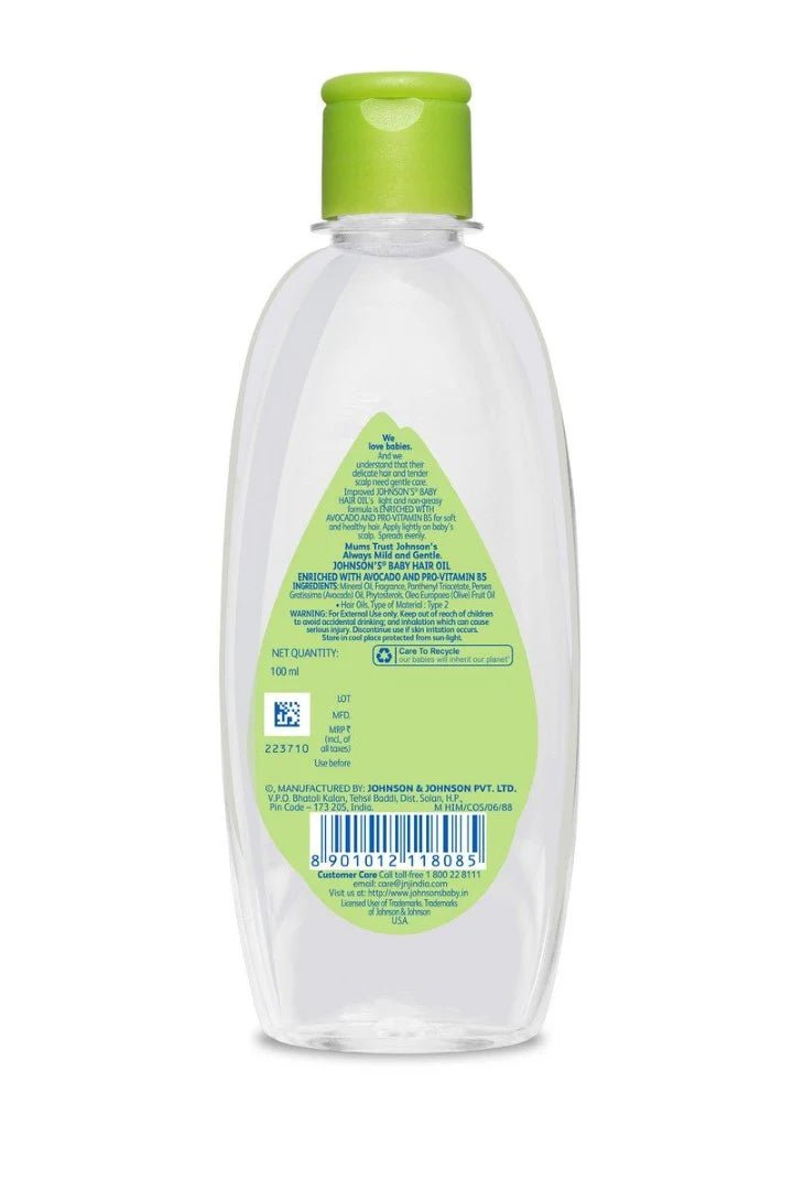 jvavcol - Johnson's Baby Hair Oil with Avocado, 100ml - Looknstyle