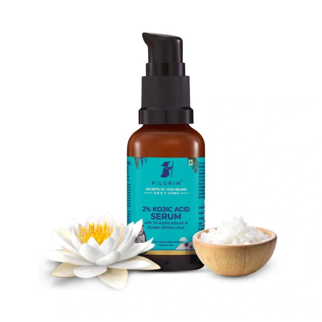 Pilgrim 2% Kojic Acid Serum for face with 1% Alpha Arbutin & Korean White Lotus (30ml)