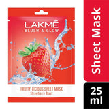lakstrwmsk - Lakme Blush & Glow Strawberry Sheet Mask Fruit Facial Like Glow (25ml - Looknstyle