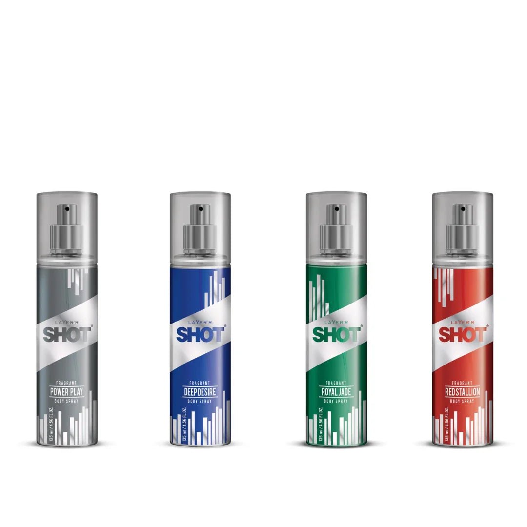 lyrstcmbmn4 - LAYER'R SHOT power play, deep desire, royal jade and red stallion body spray for men 135ml - Looknstyle