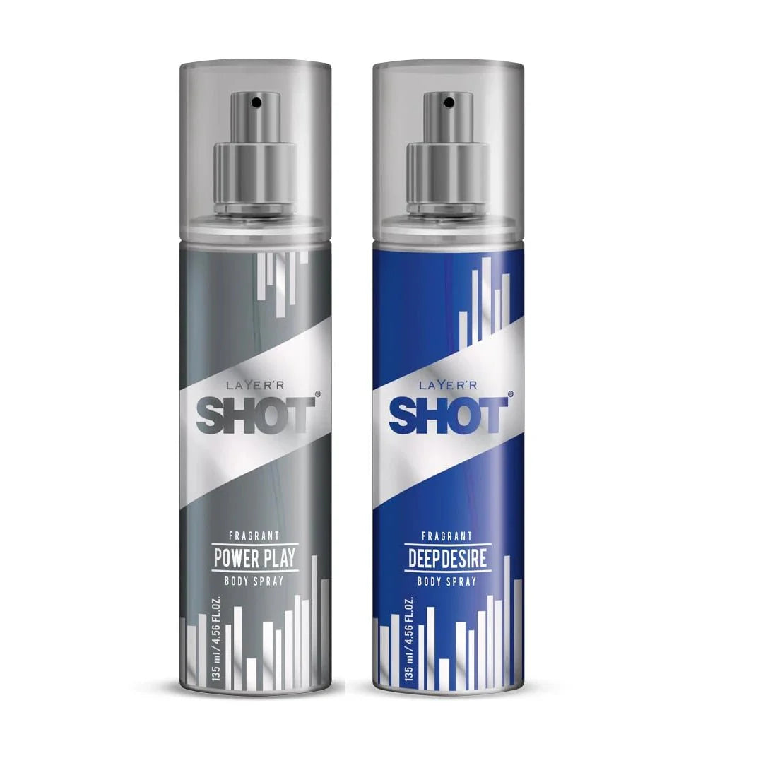 LAYER'R Shot shilver Fragrant Body Spray, 135ml (Power play & Deep Desire - Pack of 2) - Deals999