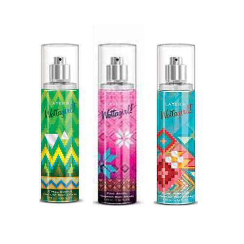 ls61 - Layer'r Wottagirl Spell Bound Fragrant Body Splash + Wottagirl Pink Angel Fragrant Body Splash + Wottagirl Pure Paradise Fragrant Body Splash - Looknstyle