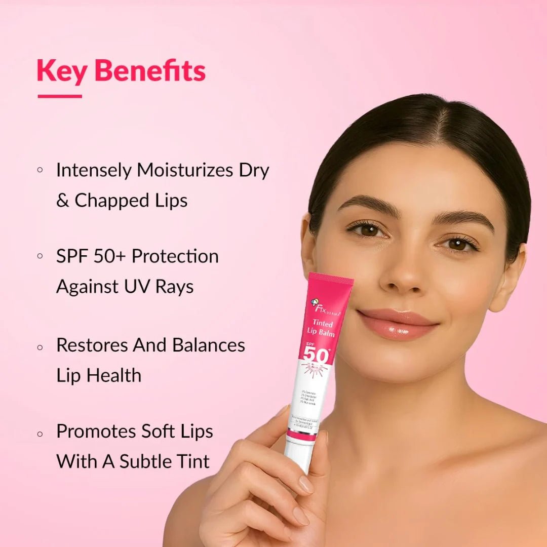 df7 - Fixderma tinted lip Balm spf50,For Women & Men - 15ml - Looknstyle