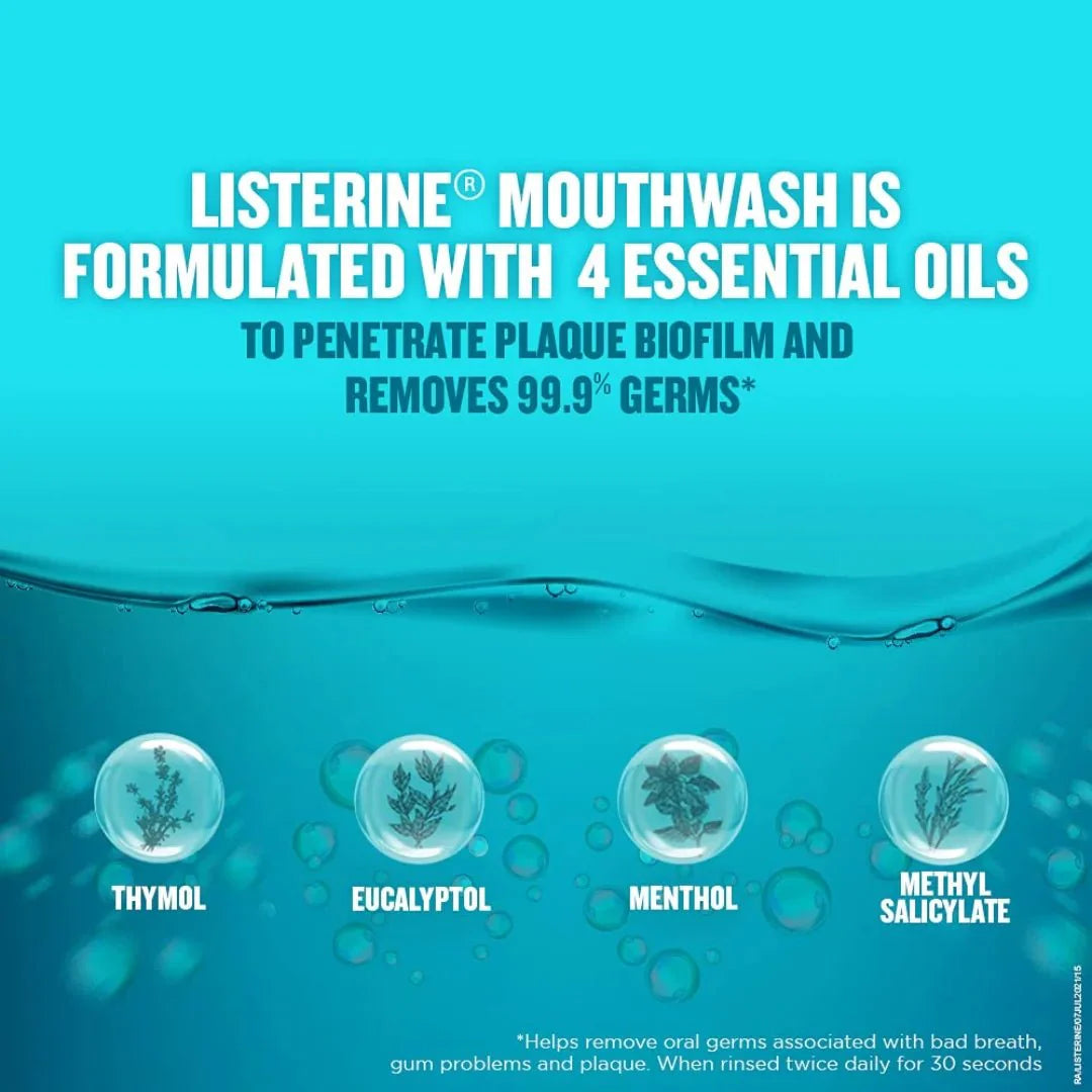 Listerine Cool Mint Mouthwash Liquid, Removes 99.9% Germs, 250ml Combo (Pack of 3) - Deals999