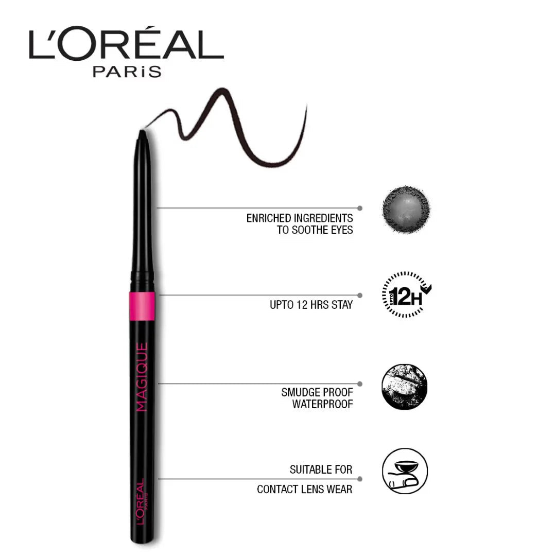 lolkjlspblk - L'Oreal Paris Kajal Magique - Supreme Black (0.35g) - Looknstyle