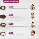 LOTUK KITS - Lotus Herbals Radiant Diamond Cellular Radiance 5 In 1 Facial Kit | With Diamon Dust & Cinnamon | For Women & Men | For All Skin Types | 170g - Looknstyle