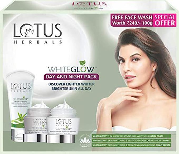 lotus12 - Lotus Herbals White Glow Day & Night Pack with Free Face wash, Aloe Vera, 220 g, 3 Coun - Looknstyle