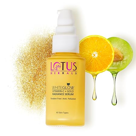 lh2 - Lotus Herbals WhiteGlow Vit C and Gold Radiance Face Serum | Reduces Dark Spots | Enriched with & Gold | Smoothens Skin | Boosts Radiance | Paraben - Free | 30ml - Looknstyle