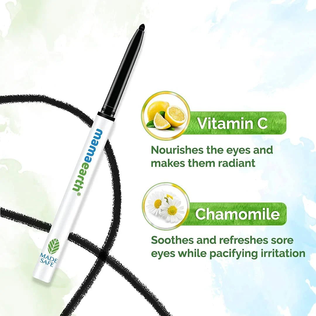 mamalskvbmattel - Mamaearth Charcoal Black Long Stay Kajal with Vitamin C & Chamomile for 11 - Hour Smudge - free Stay - Looknstyle