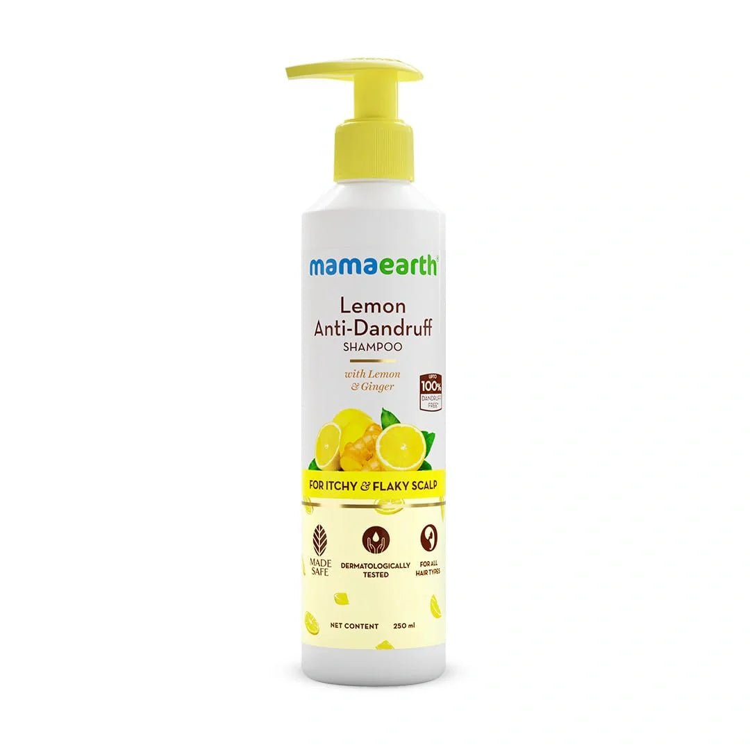 melandsh250 - Mamaearth Lemon Anti - Dandruff Shampoo - with Lemon & Ginger for Itchy & Flaky Scalp (250ml) - Looknstyle