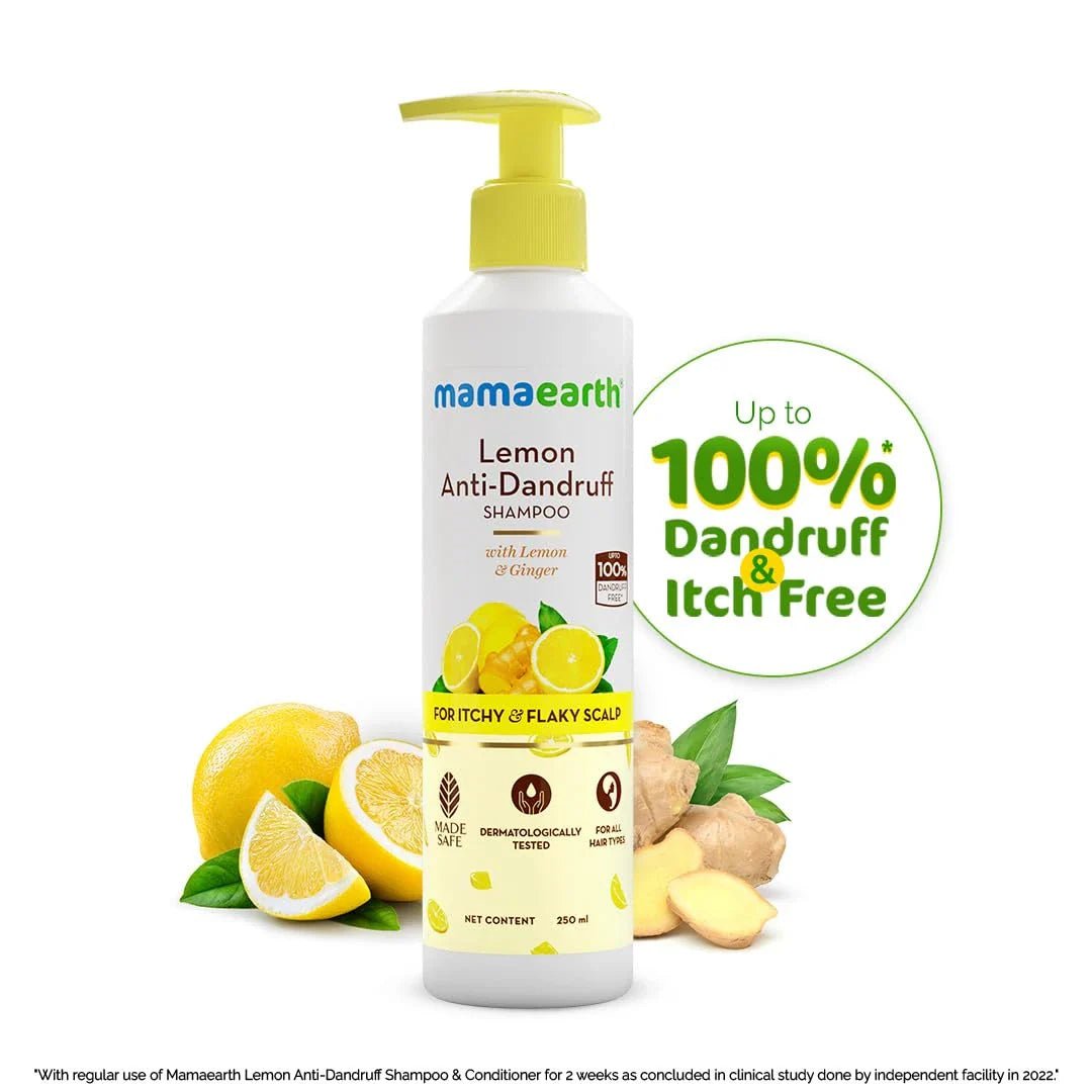 melandsh250 - Mamaearth Lemon Anti - Dandruff Shampoo - with Lemon & Ginger for Itchy & Flaky Scalp (250ml) - Looknstyle