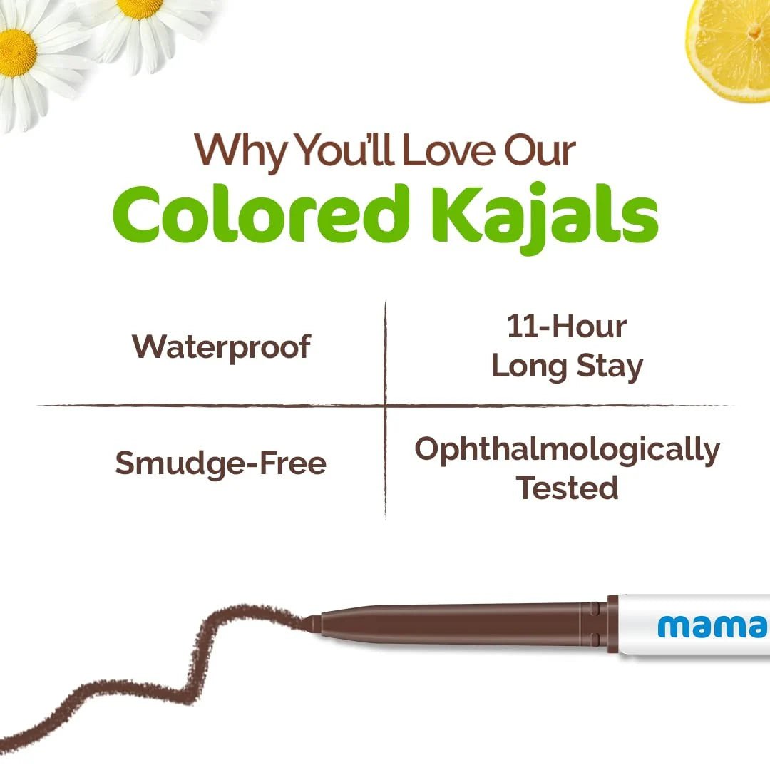 mewbkjl - Mamaearth Long Stay Colored Natural Kajal stick For 11 Hour Long Stay - Woody Brown - 0.35 G - Looknstyle