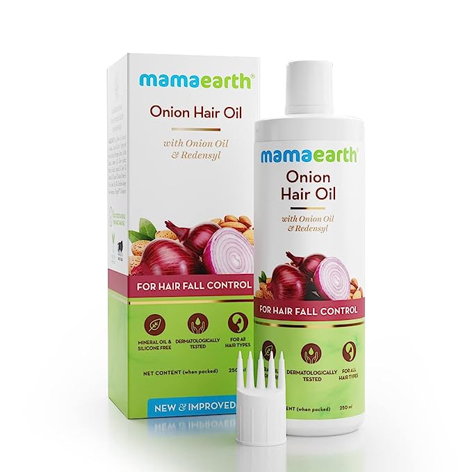 mahairoil250ml - Mamaearth Onion Hair Oil For Hair Growth With Onion & Redensyl For Hair Fall Control - 250Ml - Looknstyle