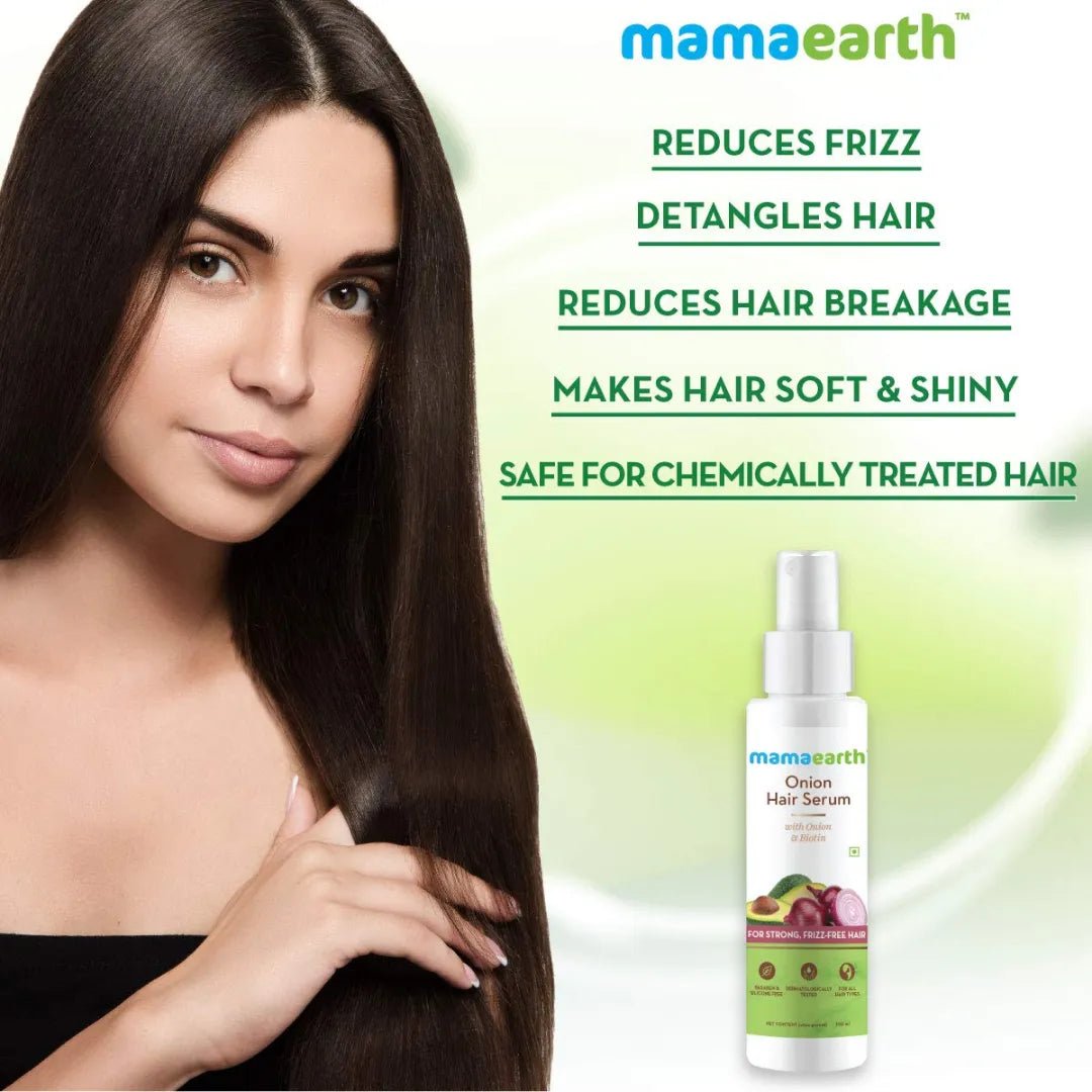 oniserum - Mamaearth Onion Hair Serum For Silky & Smooth Hair, Tames Frizzy Hair, with Onion & Biotin for Strong, Tangle Free & Frizz - Free Hair - 100 ml - Looknstyle