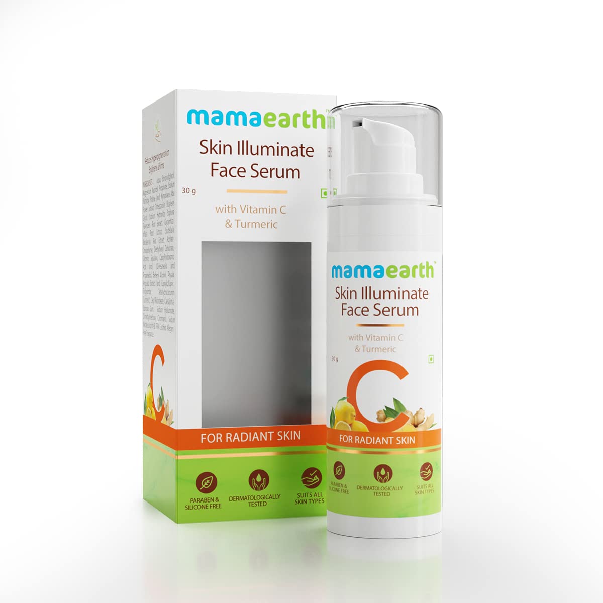 silmtfs - Mamaearth Skin Illuminate Vitamin C Face Serum With Vitamin C & Turmeric For Radiant Skin (30g) - Looknstyle