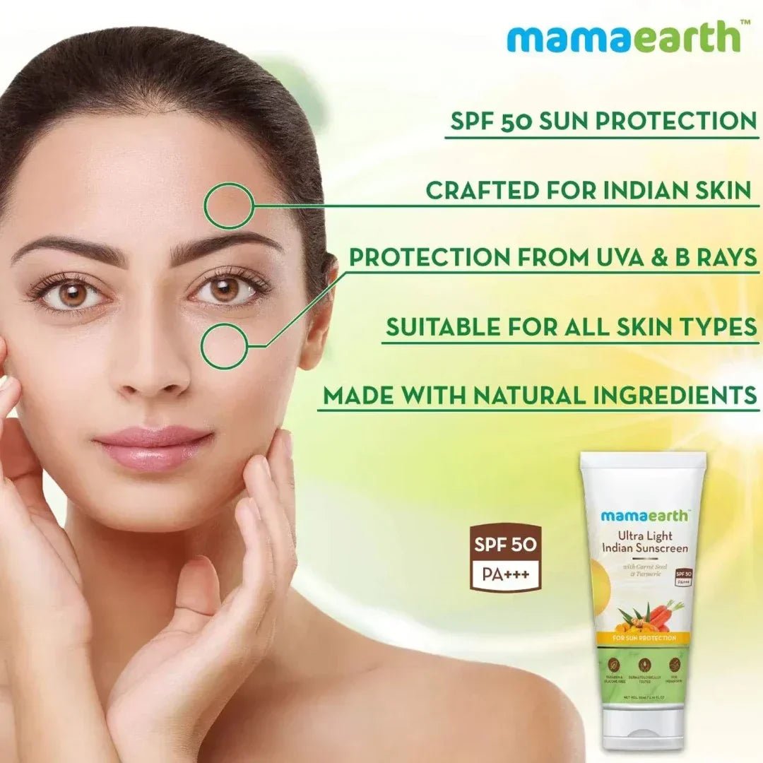 meultsns80 - Mamaearth Ultra Light Indian Sunscreen SPF50 PA+++ (80g) - Looknstyle
