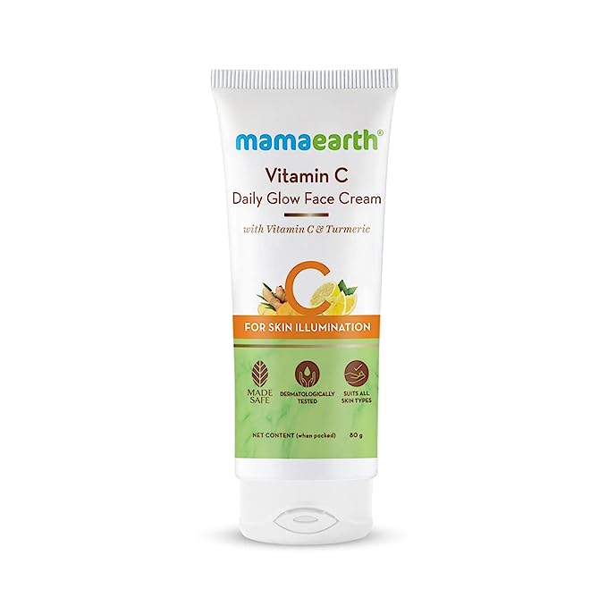 mavidaigcr - Mamaearth Vitamin C Daily Glow Face Cream With Vitamin C & Turmeric For Skin Illumination - 80 G - Looknstyle