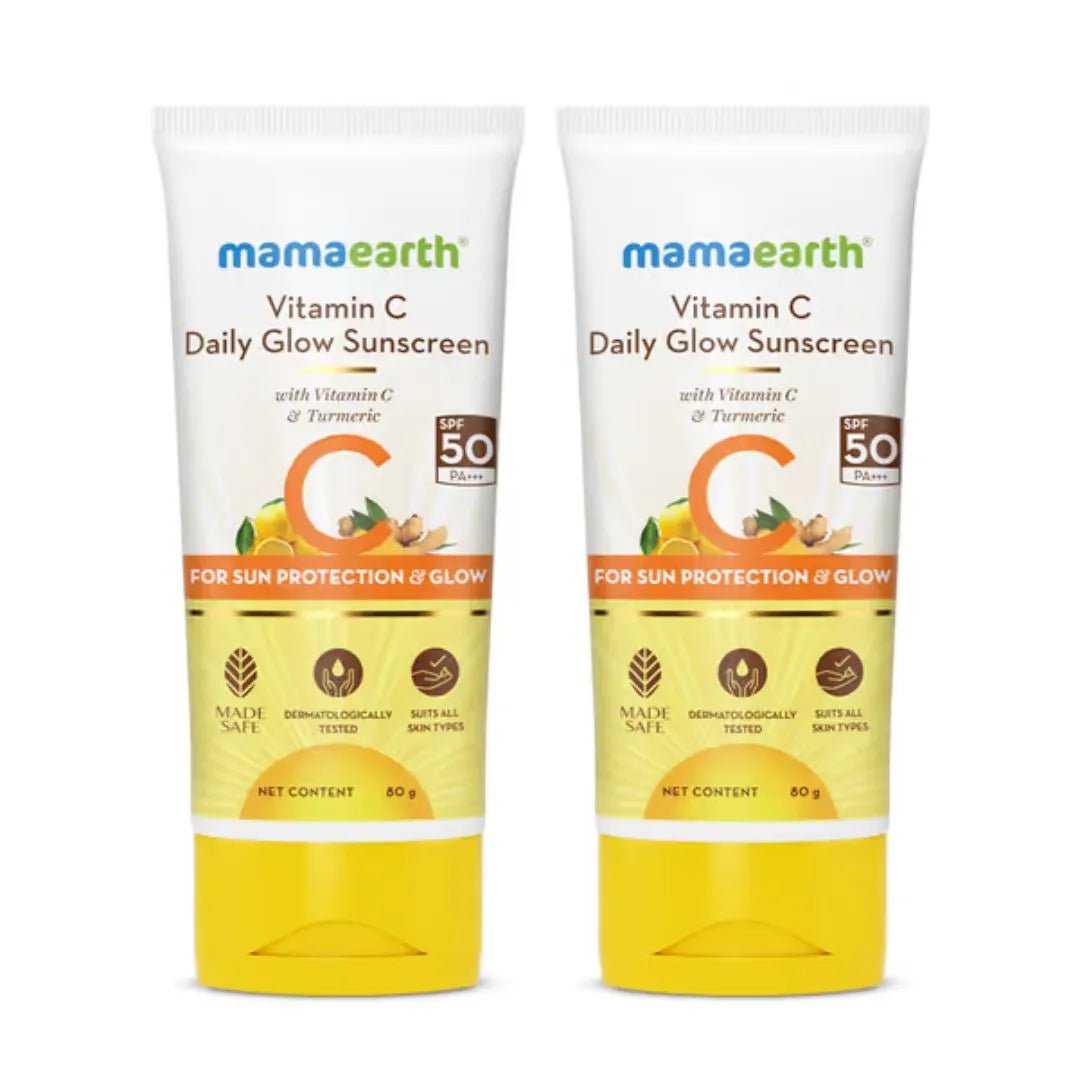  - Mamaearth Vitamin C Daily Glow Sunscreen SPF 50 PA+++, No White Cast with Vitamin C & Turmeric for Sun Protection & Glow - Looknstyle