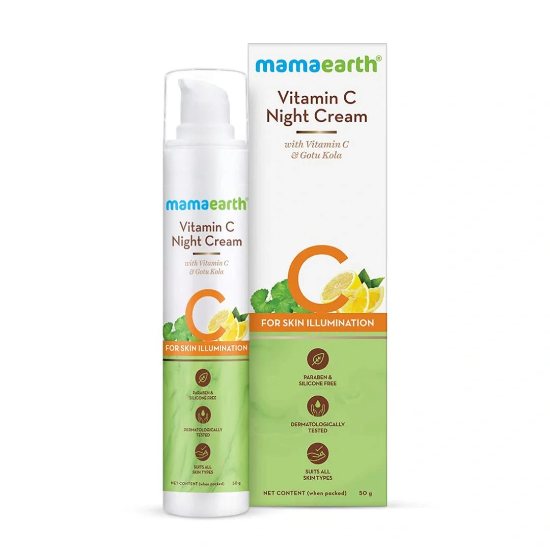 vitnicrm1 - Mamaearth Vitamin C Night Cream For Women with Vitamin C & Gotu Kola for Skin Illumination (50g) - Looknstyle