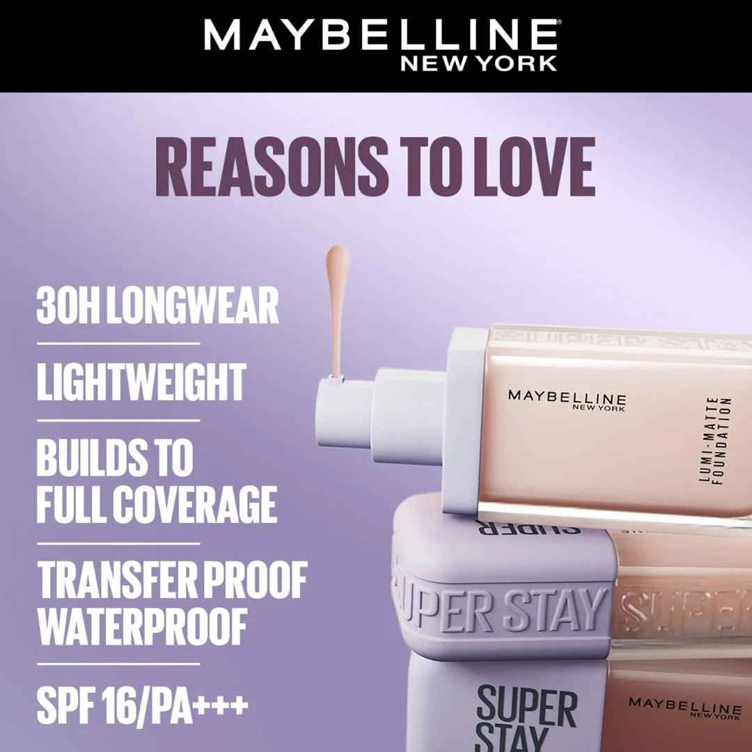 326 - Maybelline New York Super Stay Lumi Matte Liquid Foundation, 30 HR Long Lasting - 326, 35 ml - Looknstyle